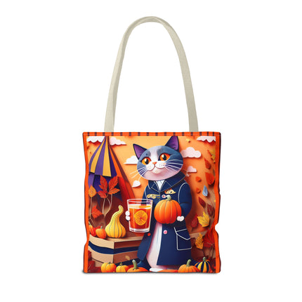 British Shorthair at an Autumn Market Tote Bag (AOP)