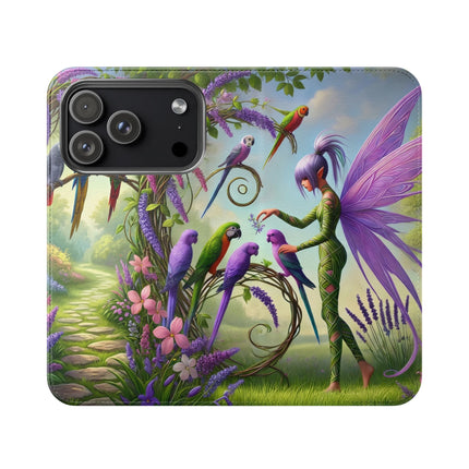 🧚🦜 Lavender-Winged Fairy Flip Case – Dreamy Elegance & Spring Whimsy