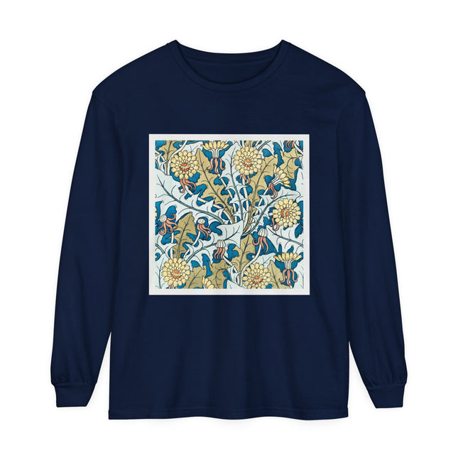 Art Nouveau Dandelion Flower Garment-dyed Long Sleeve T-Shirt