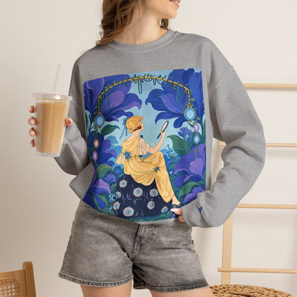 🪞🌺 The Enchanted Garden Mirror Crewneck Sweatshirt – Art Deco Fashion Whimsy