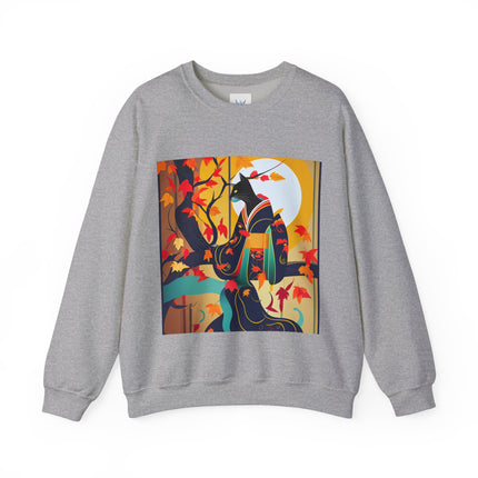 Black Cat in Kimono Unisex Heavy Blend™ Crewneck Sweatshirt