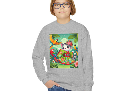 Parrot Dance of the Geisha Kitten Youth Crewneck Sweatshirt