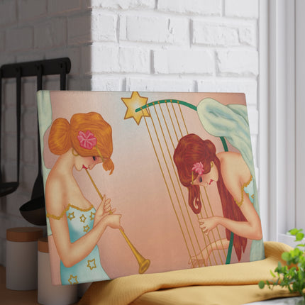 Heavenly Angel Duet Glass Cutting Board