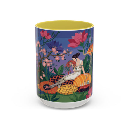 The Garden Of Quiet Reverie Colorful Mugs – Art Deco Botanical Serenity