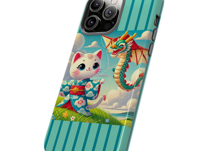 Geisha Kitten and the Dragon Kite Phone Cases