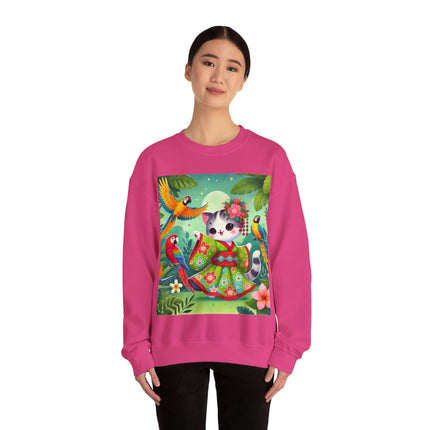 Parrot Dance of the Geisha Kitten Heavy Blend™ Crewneck Sweatshirt