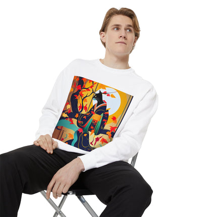 Black Cat in Kimono Unisex Garment-Dyed Sweatshirt