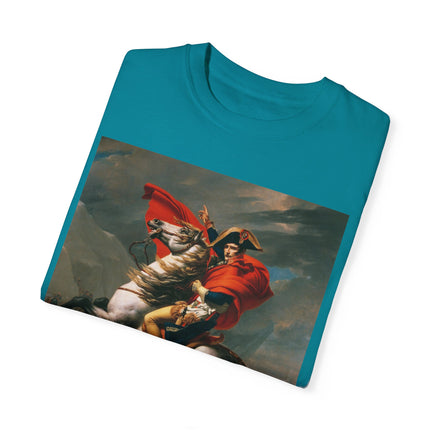 Napoleon Crossing the Alps by Jacques-Louis David Unisex Garment-Dyed T-shirt