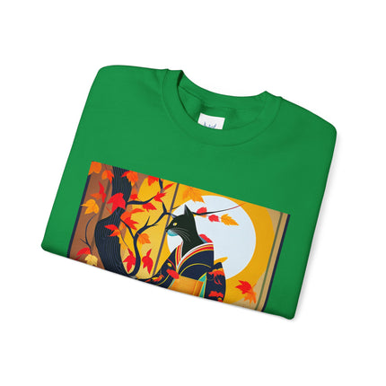 Black Cat in Kimono Unisex Heavy Blend™ Crewneck Sweatshirt