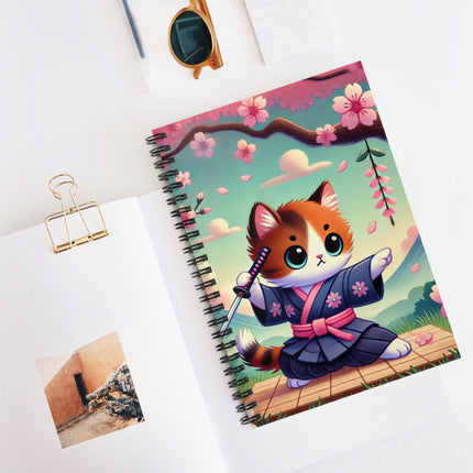 Samurai Kitten Spiral Notebook - Ruled Line