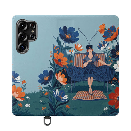 🌺🎩 The Lady Of The Grand Flower Garden Flip Case – Art Deco Floral Fantasy
