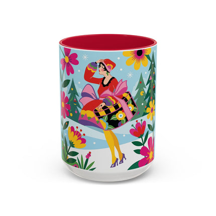 🌸🎄 Christmas In The Winter Garden Colorful Mug – Whimsical Holiday Fantasy