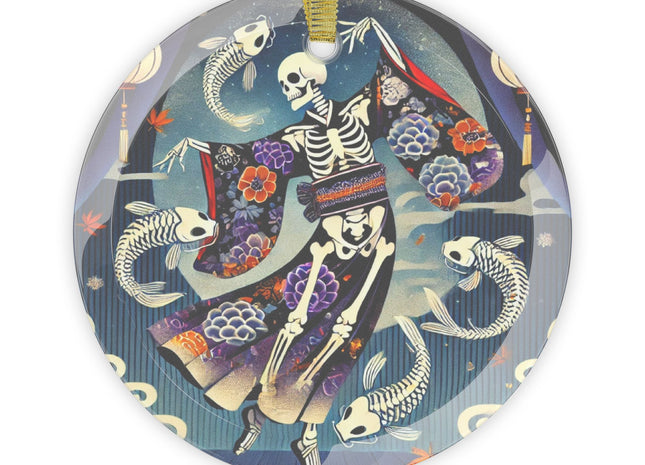 Skeleton Kabuki Performer Glass Ornament