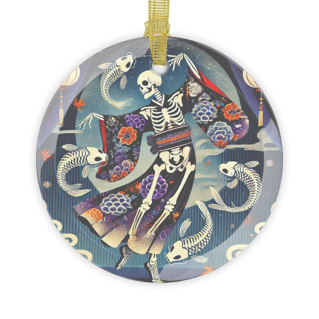 Skeleton Kabuki Performer Glass Ornament