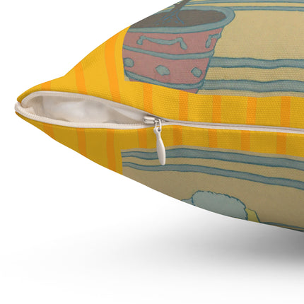 Sur Les Marches Du Jardin by Georges LePape Spun Polyester Square Pillow