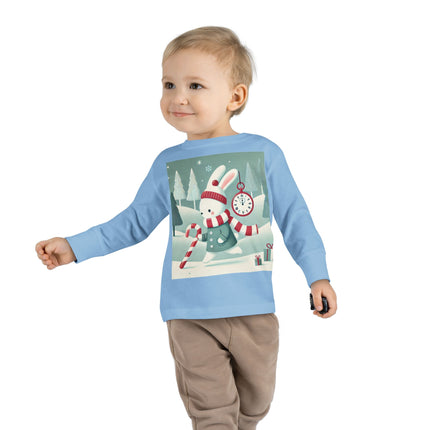 Candy Cane Timekeeper Bunny Toddler Long Sleeve Tee