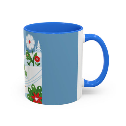 🎿❄️ The Winter Garden Skier Colorful Mug – Whimsical Holiday Fantasy