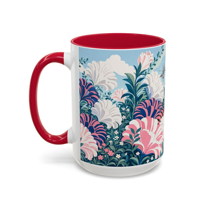 🌸🦋 The Enchanted Pink Blossom Retreat Colorful Mug – Art Deco Floral Whimsy