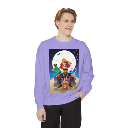 Moonlit Pirate Halloween Unisex Garment-Dyed Sweatshirt