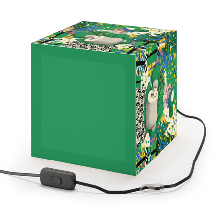 🍀🎄 The Emerald Holly Christmas Light Cube Lamp – Art Deco Holiday Elegance
