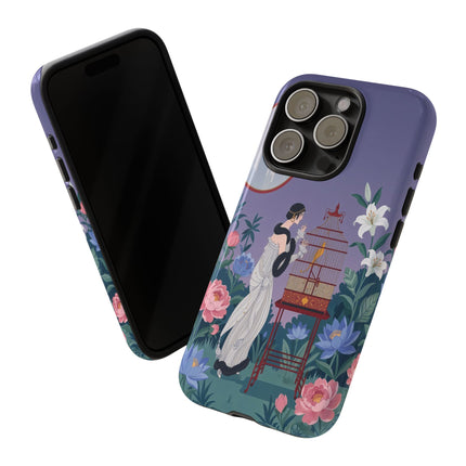 🌸🐦 The Lady Of The Garden Birdcage Phone Case – Art Deco Floral Elegance