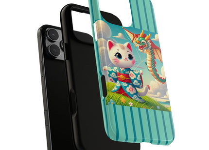 Geisha Kitten and the Dragon Kite Phone Cases