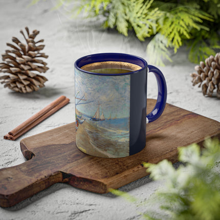 Fishing Boats on the Beach at Saintes-Maries by Vincent Van Gogh Colorful Mugs, 11oz