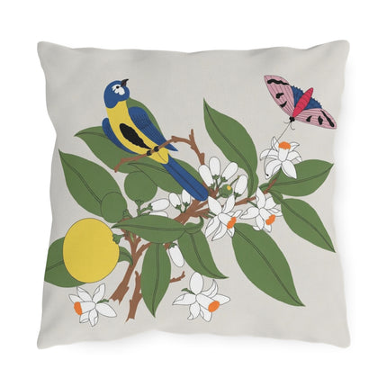 Blue Tit & Butterfly Outdoor Pillows – Spring Harmony & Delicate Beauty