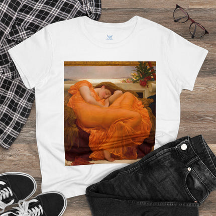 Flaming June by Frederic Leighton Women's Midweight Cotton Tee