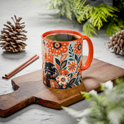 🧳🌼 The Grand Floral Voyage Colorful Mug – Art Deco Travel Elegance