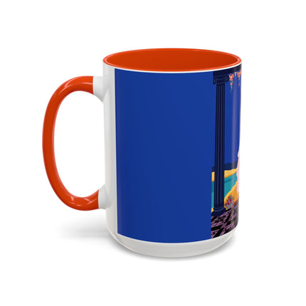 The Moonlit Promenade Colorful Mug (11oz, 15oz) – Blush Elegance, Coastal Romance & Art Deco Style