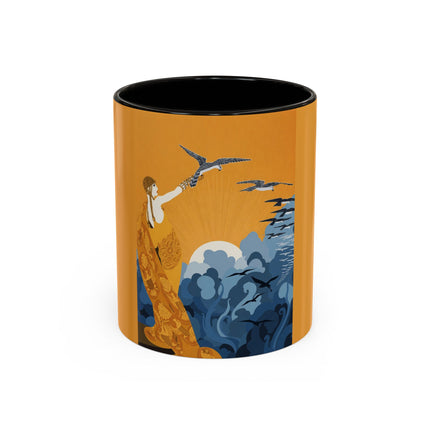 Falcon Mistress Colorful Mugs – Art Deco Majesty & Mythic Freedom