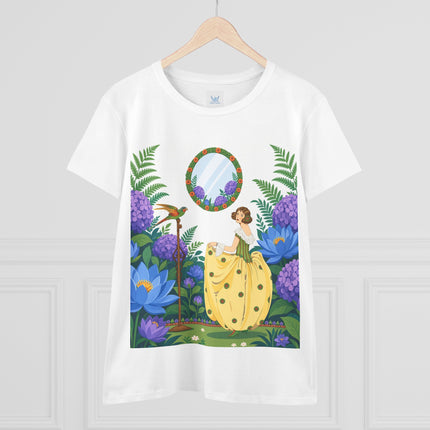🦜🪷 The Parrot Garden Reflection Cotton Tee – Art Deco Fashion Whimsy