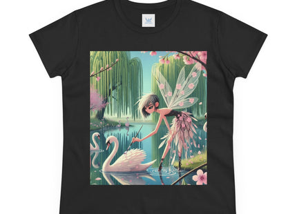 A Fairy Painting a Swan Cotton Tee