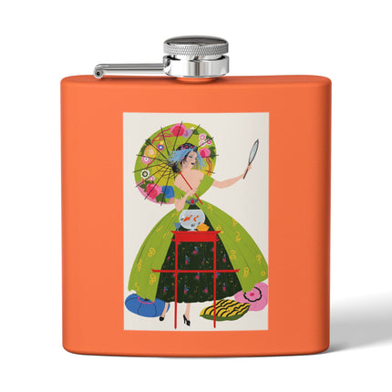 Lady with the Golden Fish Stainless Steel Flask – Whimsical Fashion & Playful Fantasy