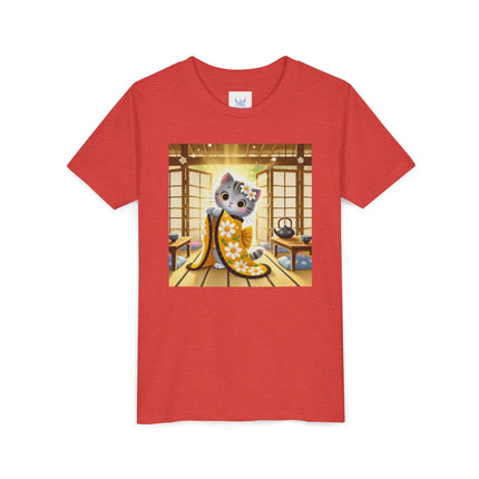 Playful Kitten in the Tea Room Youth Short Sleeve Tee