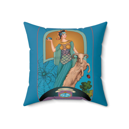 March & Aquamarine (Gem Series) by Sofia Chiostri Spun Polyester Square Pillow