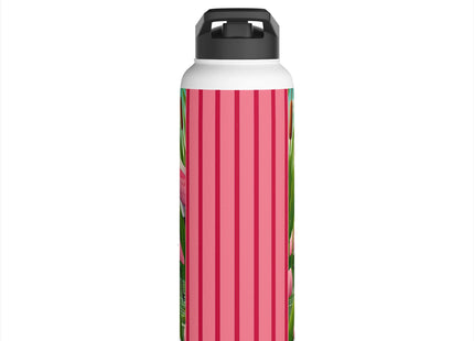 Geisha Kitten Strolls Among the Spoonbills Stainless Steel Water Bottle, Standard Lid