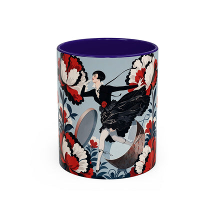 ❤️🌺 The Scarlet Blossom Dancer Colorful Mug – Art Deco Fashion Whimsy
