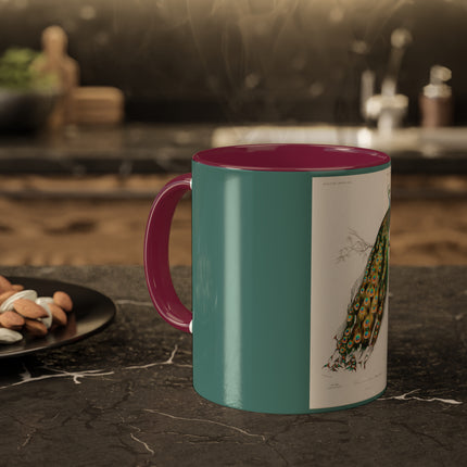 Indian Peafowl by Charles Dessalines D' Orbigny Colorful Mugs, 11oz