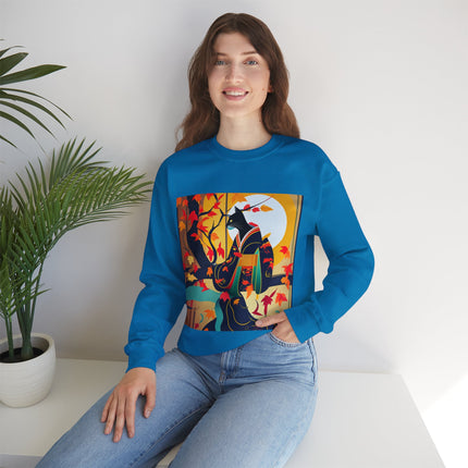 Black Cat in Kimono Unisex Heavy Blend™ Crewneck Sweatshirt