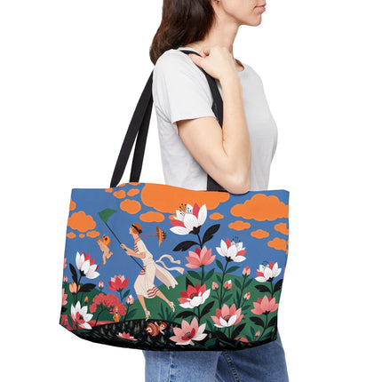 🪁🌺 The Lady Of The Flying Garden Weekender Tote Bag – Art Deco Floral Fantasy