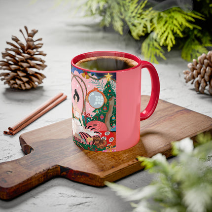 🎀🎄 Christmas Morning In The Rose Parlor Colorful Mug – Art Deco Holiday Fantasy