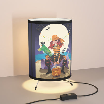 Moonlit Pirate Halloween Tripod Lamp