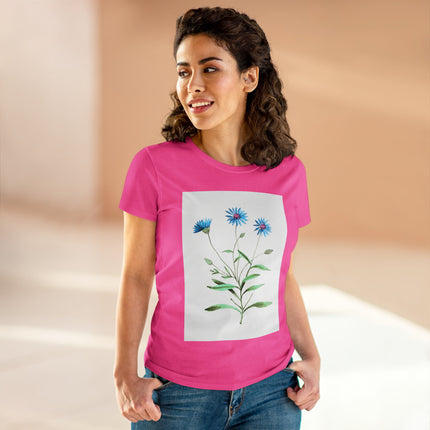 Blue Strawflower by Anselmus Boëtius de Boodt Women's Midweight Cotton Tee