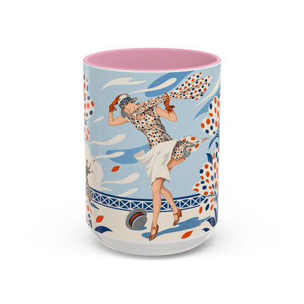 🌼🧡 The Polka Dot Wind Dancer Colorful Mug – Art Deco Fashion Whimsy