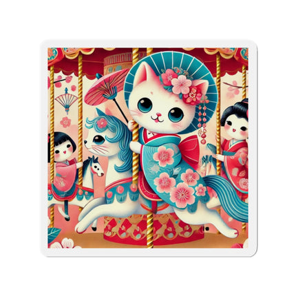 Geisha Kitten's Enchanted Carousel Ride Die-Cut Magnets (5 Sizes)
