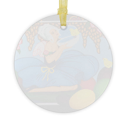 Blooms and Chicks Glass Ornament