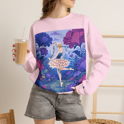 🌸🩰 The Enchanted Garden Ballet Crewneck Sweatshirt – Art Deco Floral Whimsy