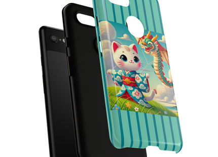 Geisha Kitten and the Dragon Kite Phone Cases